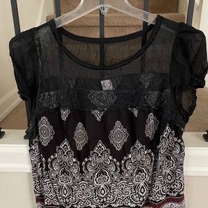 Black rayon with white and maroon